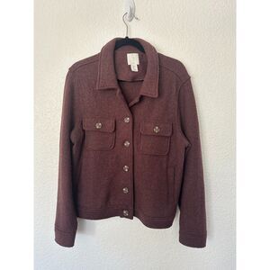 Joie Wool Blend Cropped Shacket Mulberry Purple Size Large